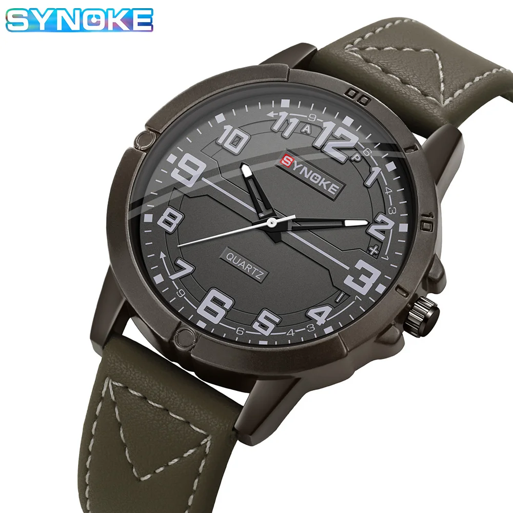 SYNOKE Men Quartz Watch Fashion Sport Business Belt Retro Watch For Men Watch Student Wristwatch Sports Non Mechanical New Style