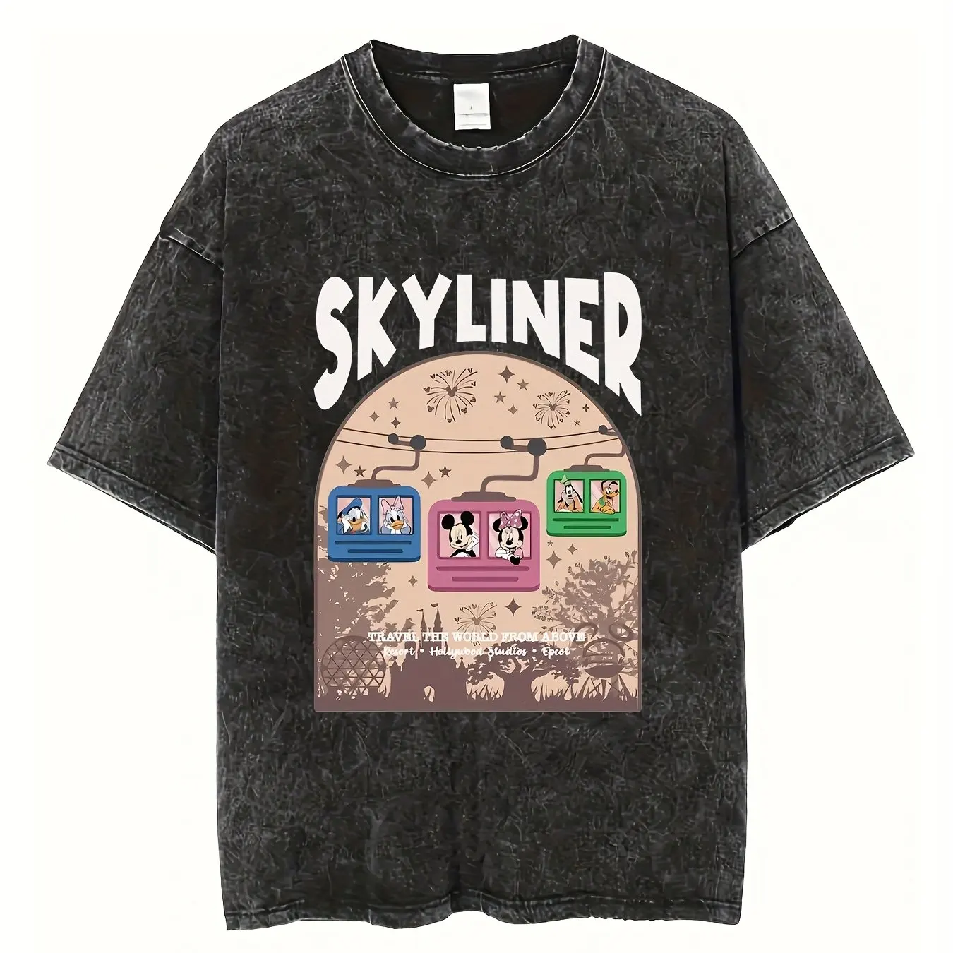 

Disney Retro Women's Mickey Mouse and Minnie T-shirt -90s Style Design with Mickey Mouse Ears and Minnie Bow Print Casual Summer