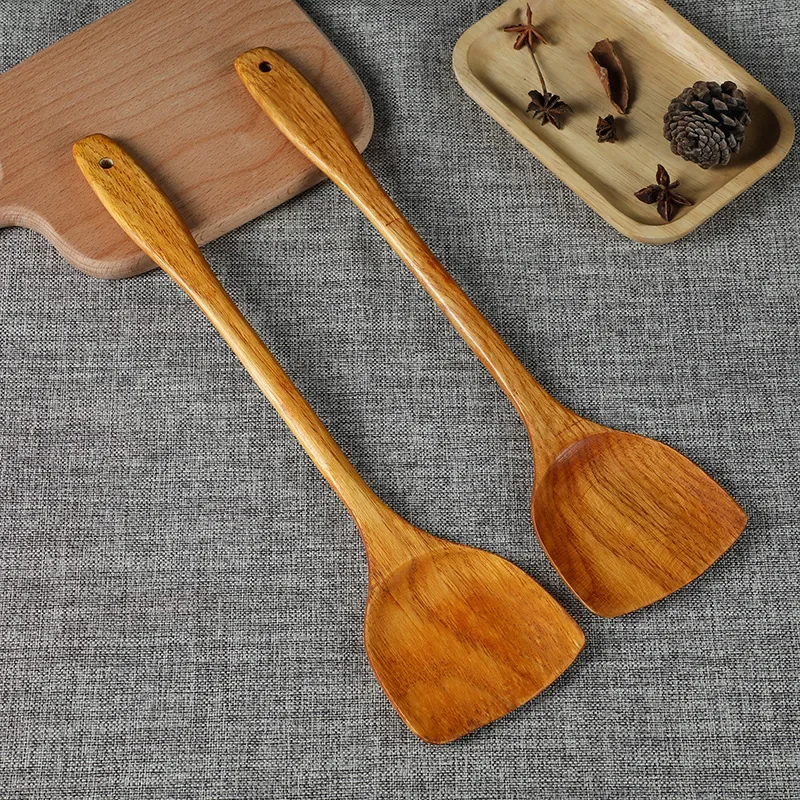 Espátula de madera antiadherente, herramientas para sartén de cocina para panqueques, soporte para mezclar, utensilios de cocina, comida para cena, palas Wok, suministros