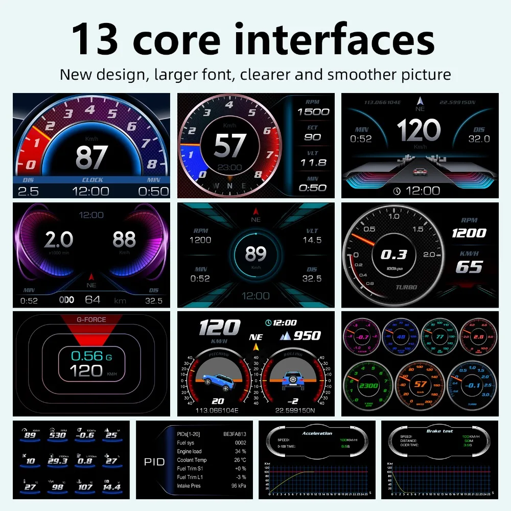 HUD OBD GPS Slope Meter Car Digital Gauges OBD Head Up Display Auto GPS Speedometer Water Temperature Voltage Oil Temperature