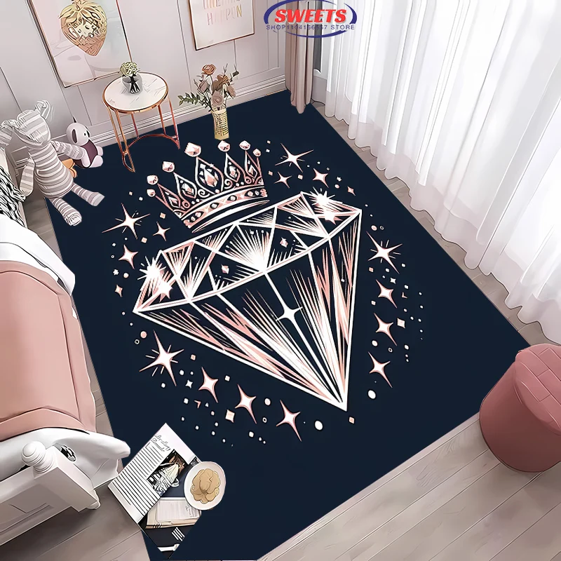 Beautiful Swan Diamond Theme Large Area Carpet for Home Living Room Kid's Bedroom, Sofa Doormat Kitchen Floor Rug Anti-slip Mat