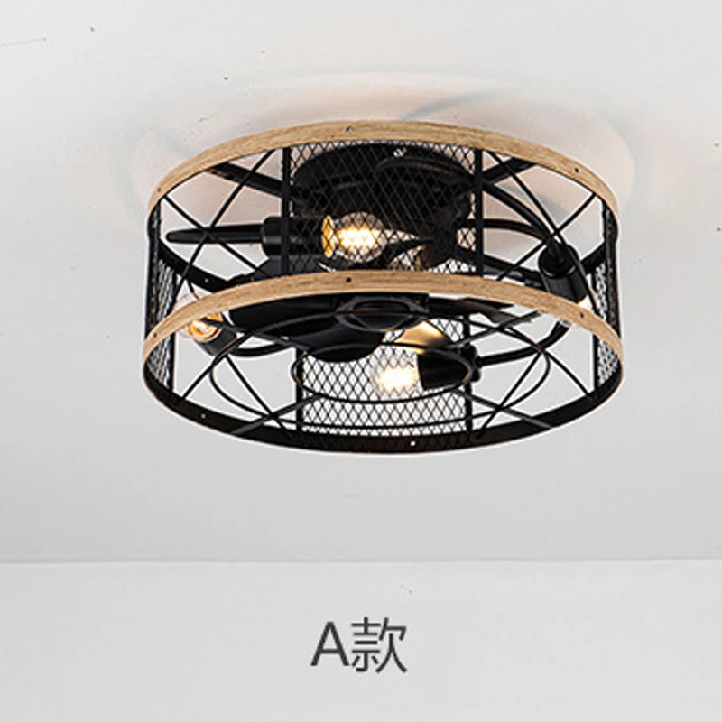 Retro Style Ceiling Fan E27 Light Bulb Living Room Dining Room Bedroom Home Smart 110V Fan Light