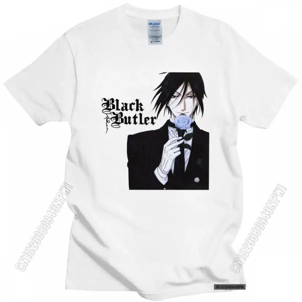 Black Butler Sebastian Michaelis T-Shirt Homme Cotton Kuroshitsuji Tee Tops Japanese Manga Anime Shirt Soft Fabric Tshirt Gift