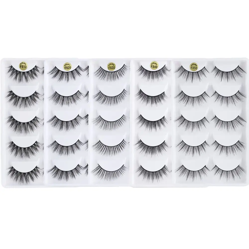 SKONHED  5 Pairs 3D Mink Hair False Eyelashes Thick Crisscross Eye Lashes Wispy Natural Volume Extension Tools Makeup