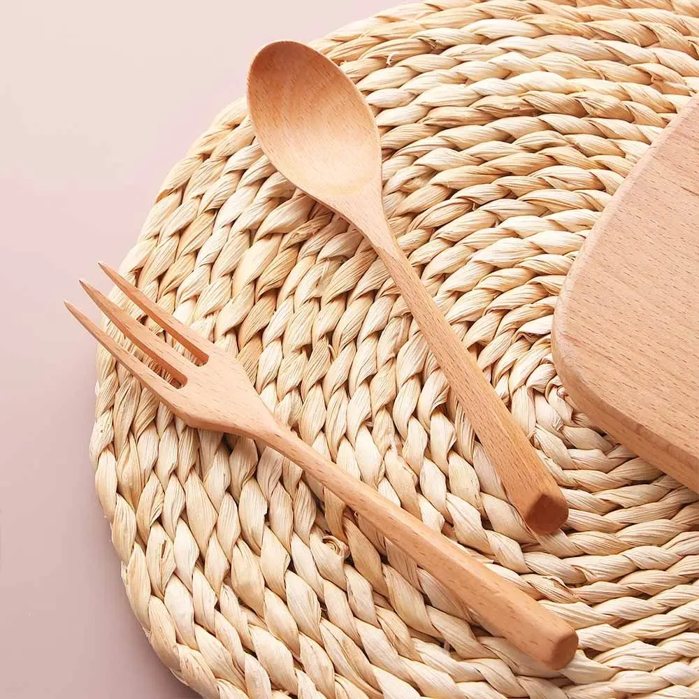 1/2Pcs Wooden Fork Spoon Eco-friendly Natural Portable Creative Tableware Dessert Ice Cream Salad Utensils Set