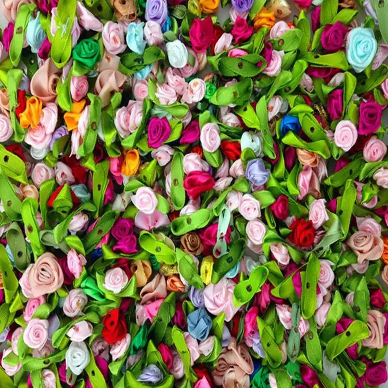 100 Stück Mini-Rosen Künstliche Blumenköpfe 2cm Knospen Stoffblumen Hochzeitsdekoration Bastelbedarf Schleifenknoten Geschenkdekoration – Detail 1