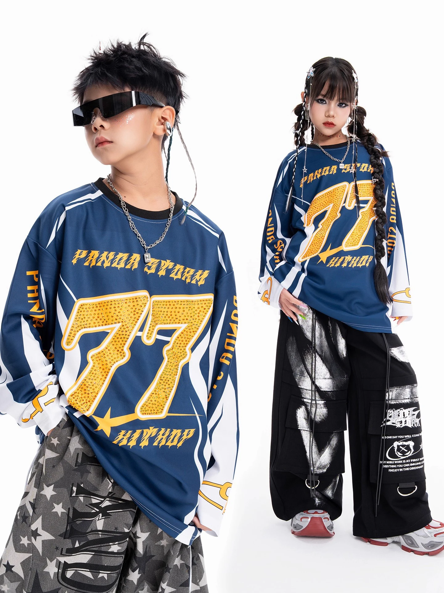 

Детская одежда, костюм для джазового танца, свободные камуфляжные штаны с длинными рукавами, уличная одежда, сценическая одежда, детская одежда в стиле хип-хоп DN22044