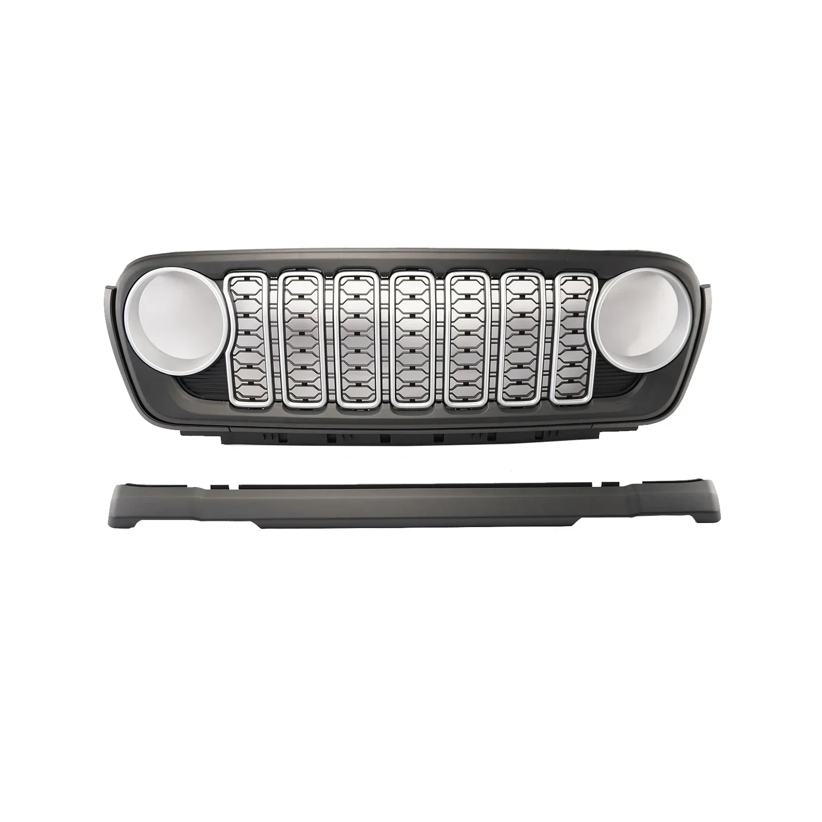 For Jeep Wrangler JL JT 2018-2024 Front Bumper Mesh Grille Without Camera Hole Silver Car External Accessories Matte Black