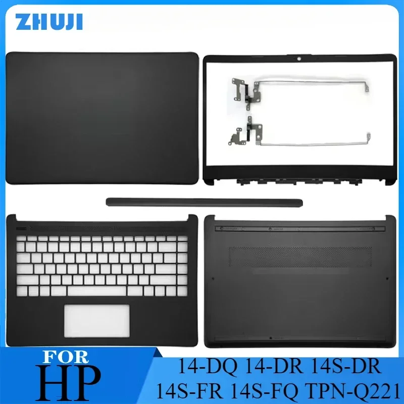 

New Laptop LCD Back Cover Front Bezel Palmrest Bottom Case Hinges For HP 14-DQ 14-DR 14S-DR 14S-FR 14S-FQ TPN-Q221 black