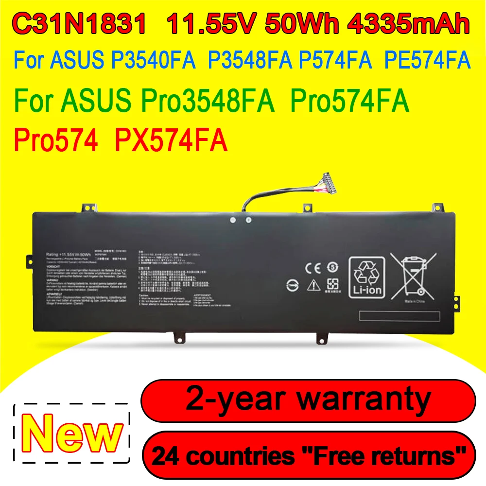 

C31N1831 Laptop Battery For ASUS P3540FA P3548FA P574FA PE574FA PX574F PX574FA Pro574FA Pro3548FA Series 11.55V 50Wh 4335mAh