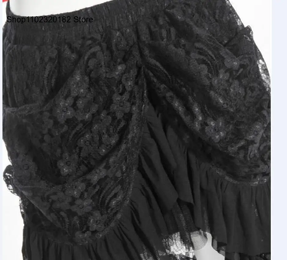New Women Retro Victorian Lace Up Steampunk Gothic Goth Punk Long Skirt Ruffle Dress
