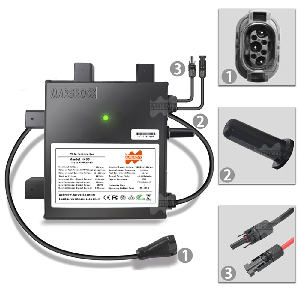 350W Solar Inverter Smart On Grid Micro Inverter 22-60VDC For 400W Solar Panel Power Generator System and 230VAC Home Grid