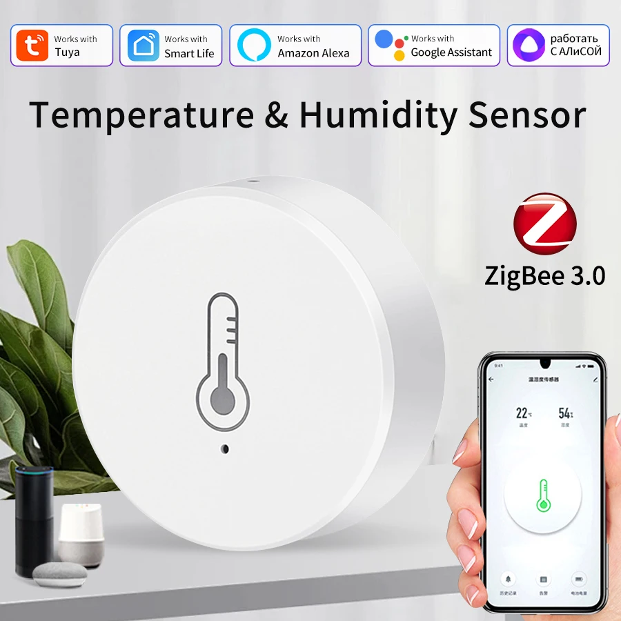 

Mini Tuya ZigBee умный датчик влажности и температуры умный дом беспроводной датчик температуры Alexa Google Home голосовое управление
