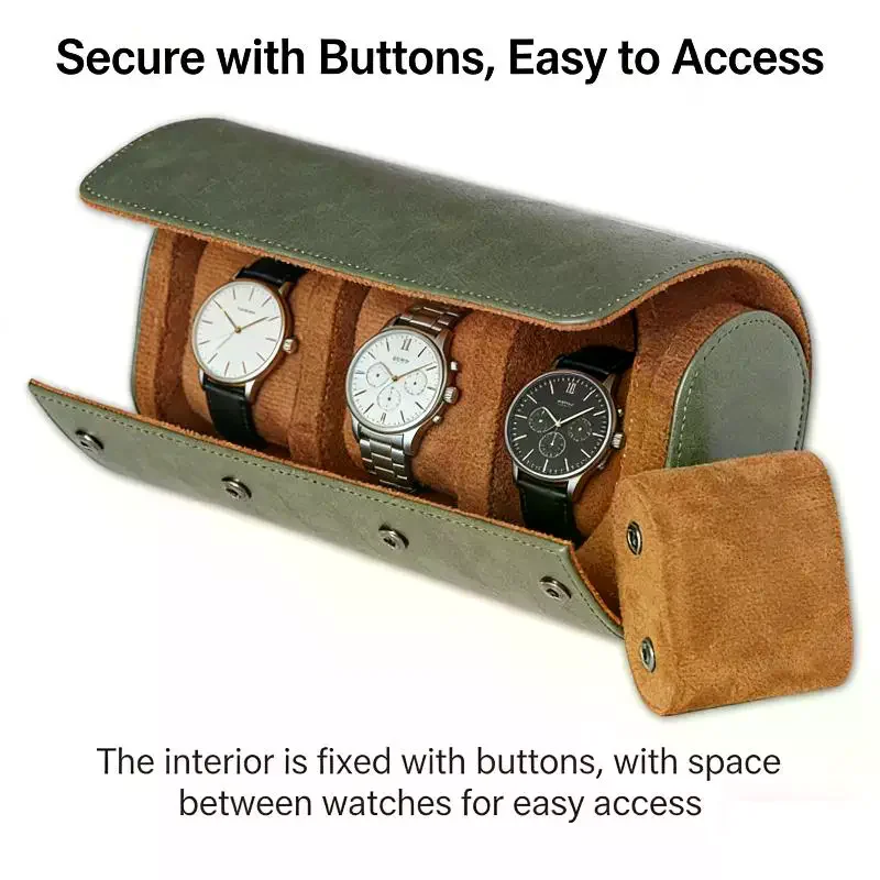 

Genuine Leather Watch Roll Travel Organizer 1 2 3 Slots Luxury Storage Bag for Watches Fashion Display