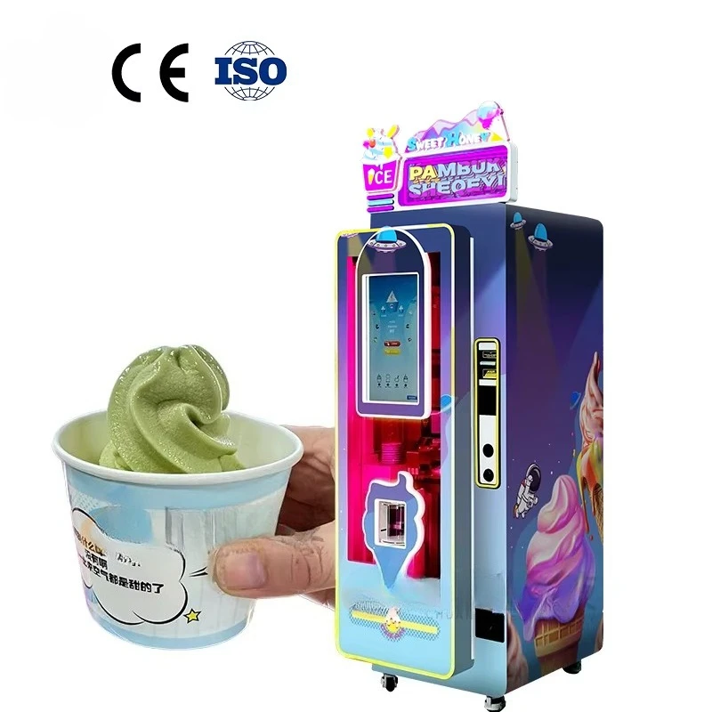 Self-service Ice Cream & Coin Vending Machine with 32-inch Touch Screen 150-200 Pcs Capacity Compressor Cooling
