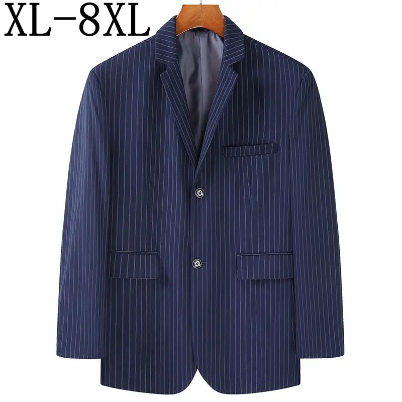 

8XL 7XL 6XL 2023 New Luxury Designer Mens Suit Jacket Blazers High End Business Striped Blazer Men Spring Autumn Male Clothing