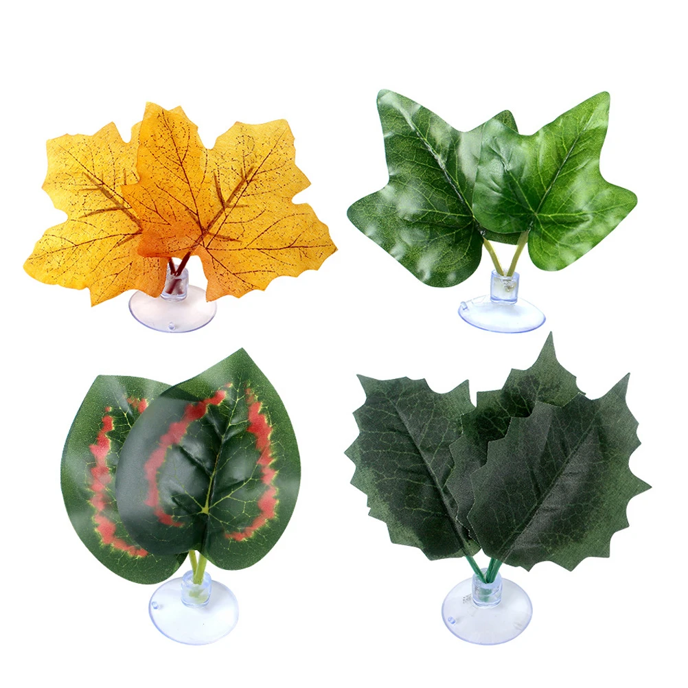 

4pcs Simulation Leaf Aquarium Decoration Fish Tank Habitat Resting Bed Bright Color Safe Non Fading Realistic Craftsmanship Pet
