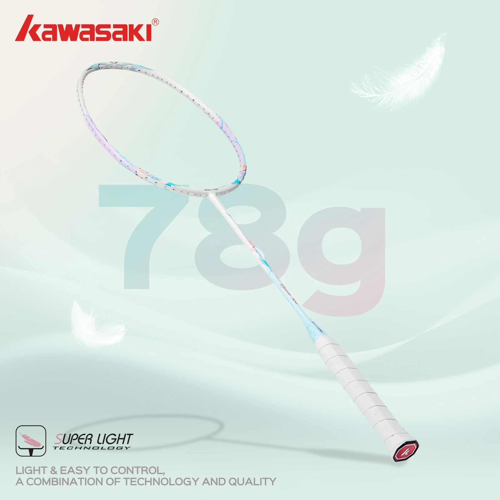 Kawasaki QUEEN 500 lekka rakieta do badmintona 5U pełne włókno węglowe elastyczna ofensywna rakieta Kawasaki bezpłatna 1 szt. Pokrowiec + 2 szt. Overgrip