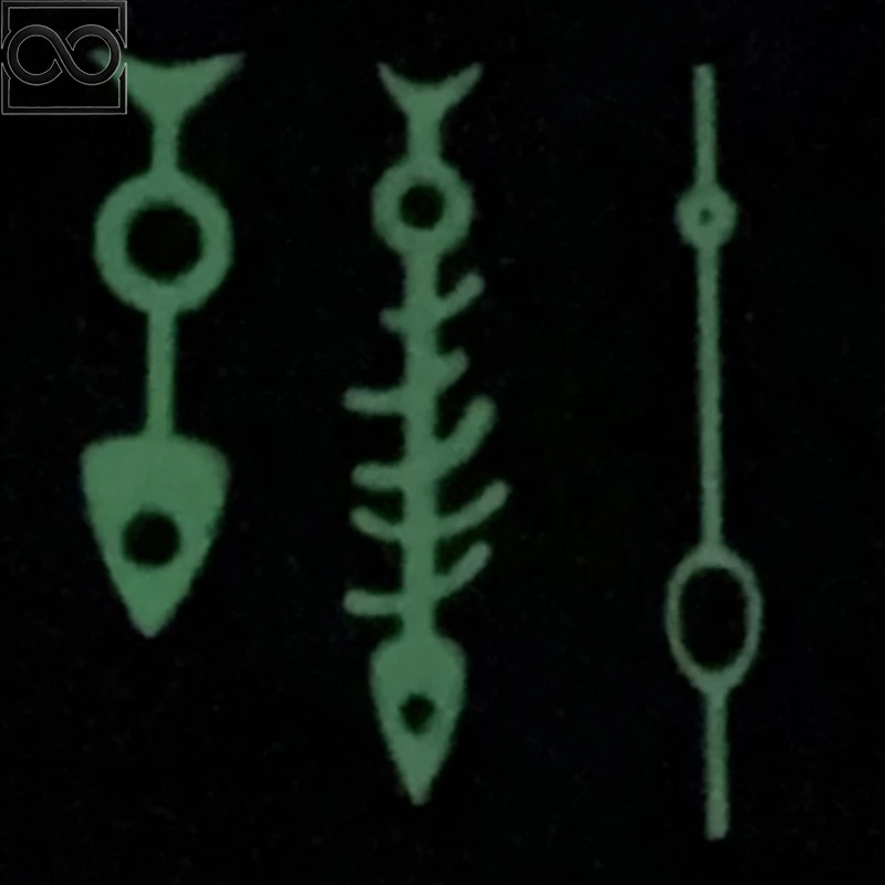 NOOKIDA Green Luminous 3 Needles White/Black Fishbone Watch Hands Watch Hands Fit NH36 NH35 Movement Men Mechanic Watch Part