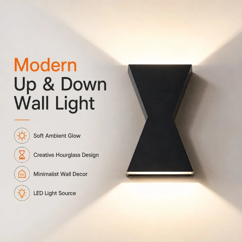 Modern Hourglass Wall Light LED Up Down Warm Wall Wash Indoor Sconce for Hallway Staircase Bedroom Living Room Decor Wall Light