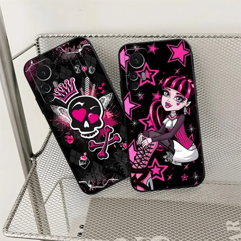 M-Monsters High Girl A-ccessories Phone Case For Redmi Note 12S 12 11S 11 10 9S 8T 7 8 9 9T 10X A2 Pro Plus Black Silicone Cover