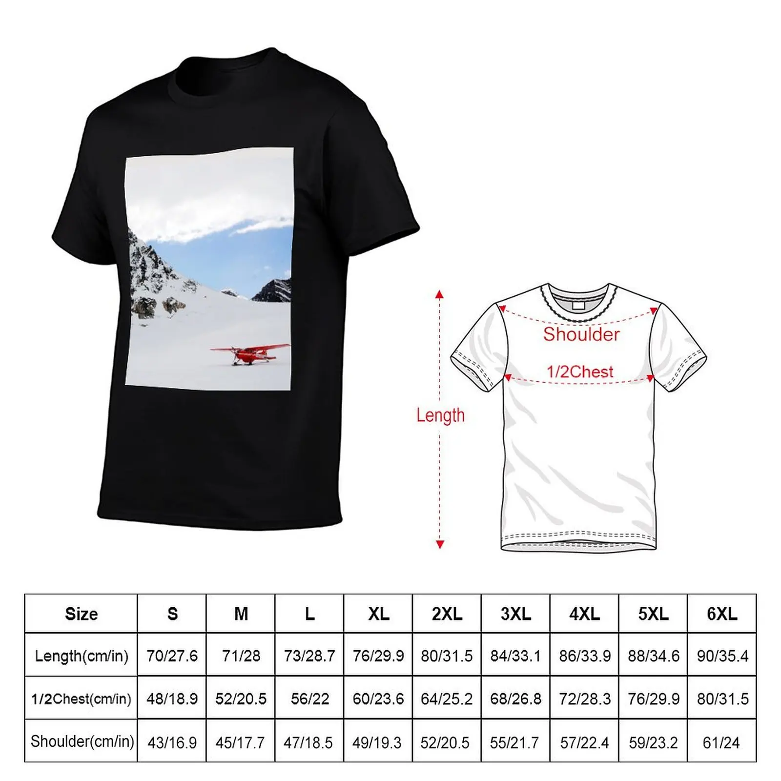 Ski Plane, Landing on a Glacier, Denali National Park, Alaska T-Shirt shirts graphic tee T-shirts for men cotton