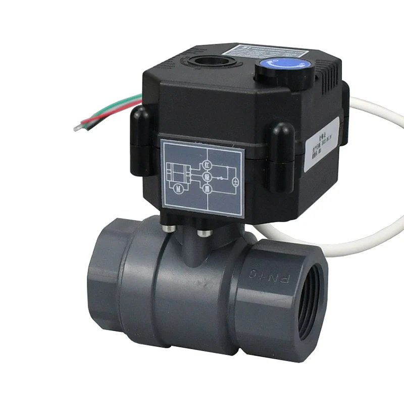 

1/2" 3/4" 1" UPVC IP65 Waterproof Motorized Ball Valve With Manual Switch DC9v DC12v DC24v Electrical Ball Valves