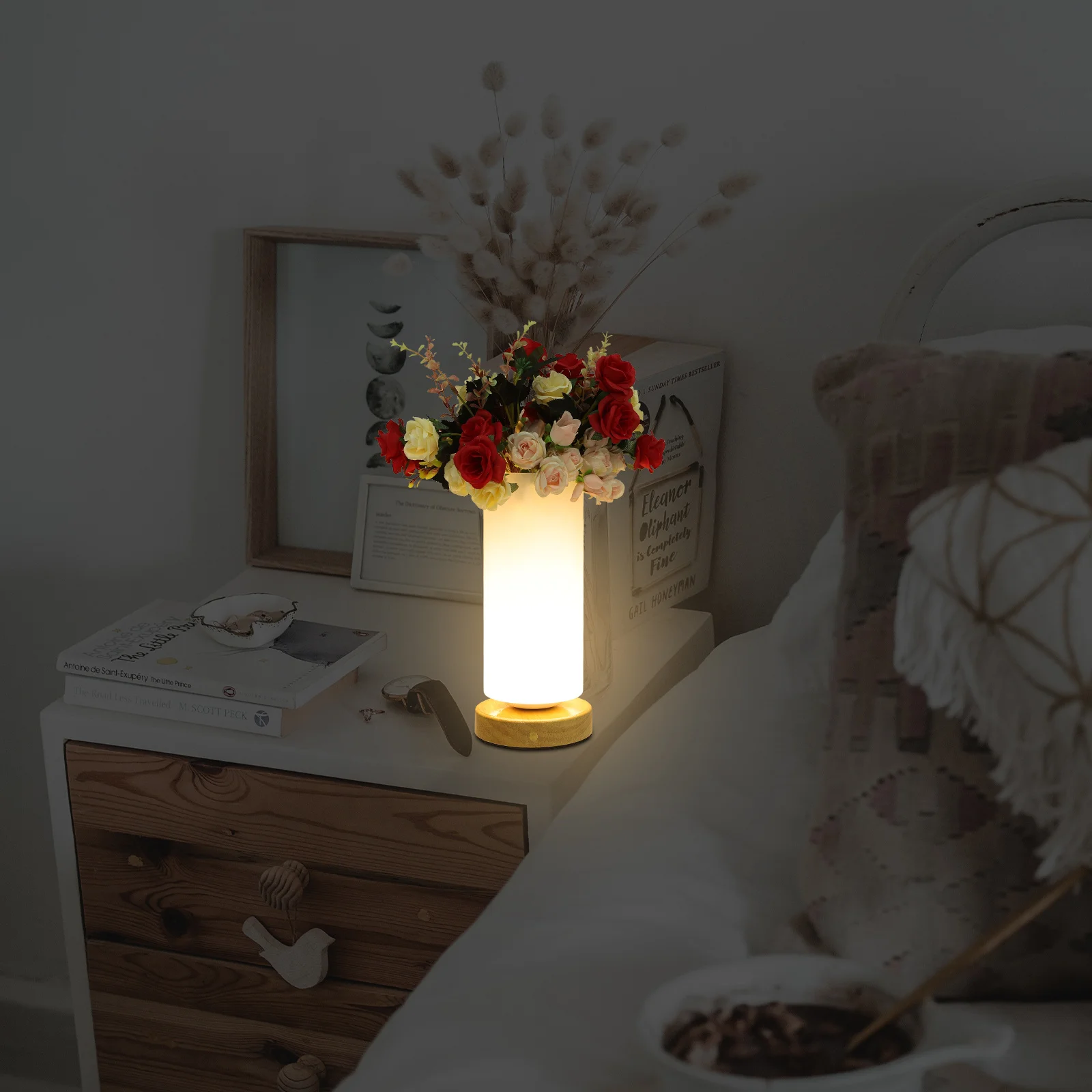 عكس الضوء اللمس الاستشعار منضدة مصباح زجاج زهرة لمبة مكتب للديكور المنزل غرفة المعيشة غرفة نوم مقهى الاستخدام