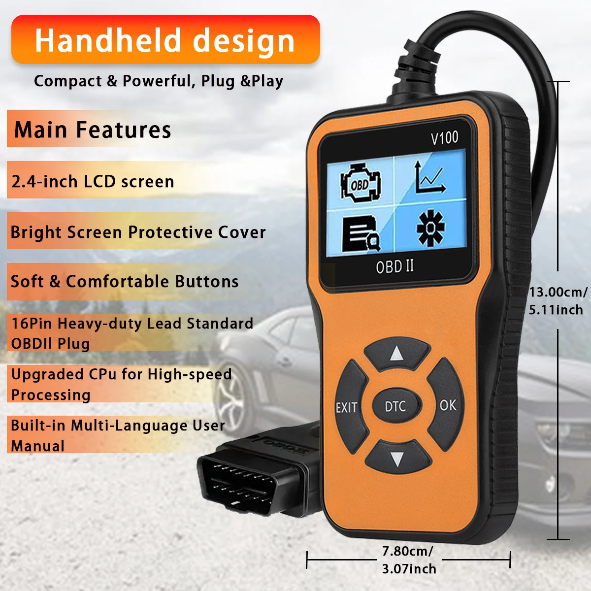 Pemindai OBD2, pembaca kode mobil, alat diagnostik otomatis untuk memeriksa lampu mesin, pemindai mobil untuk semua kendaraan sejak 1996