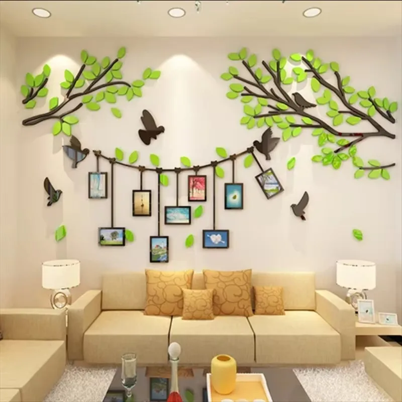 DIY Family Photo Display Wall Stickers Tree Birds Pattern Wall Stickers Sofa TV Background Decor Sticker 3D Office Wall Decals