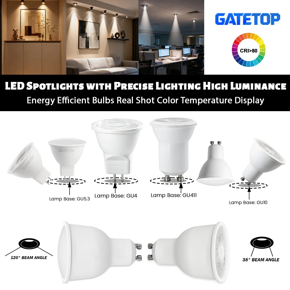 

10-50Pack Led Spotlight GU11 MR11 GU10 GU4 GU5.3 220V 240V Bulb Foco Lights 3W-12W Equivalent 75W for Home Decoration Lighting