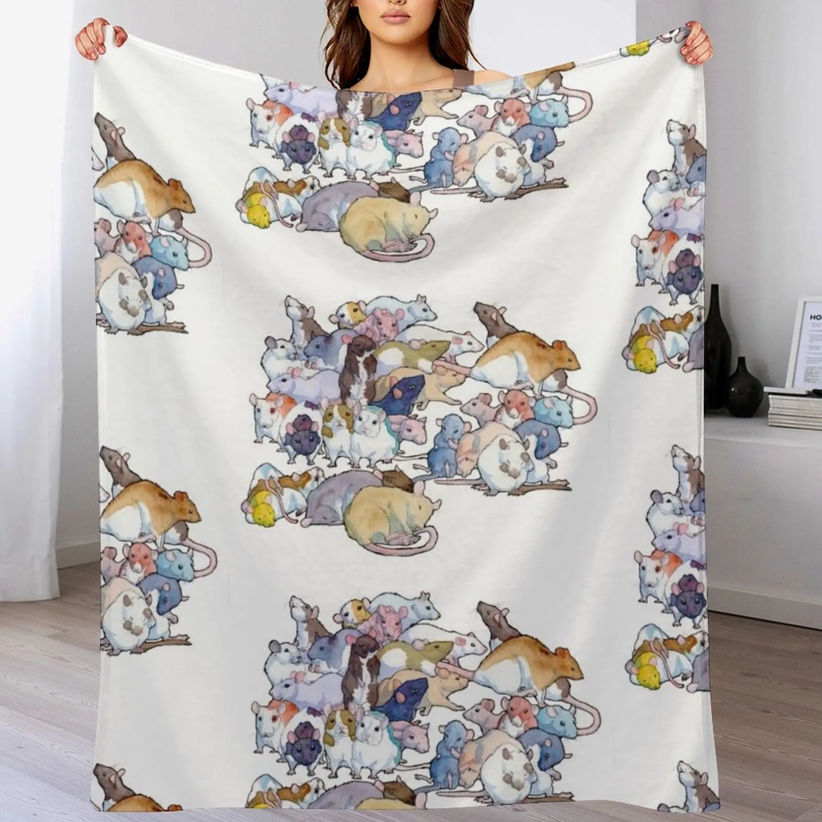 

Rat Love Throw Blanket anime Cute Plaid Vintage decorative Blankets