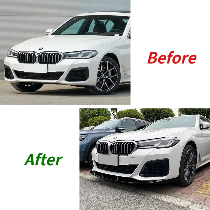 Front Bumper Lip G30 M Sport Chin Guard Diffuser Body Kits Trim Spoiler Diffuser For BMW 5 Series 525i 530i 540i 2020-2022 Black