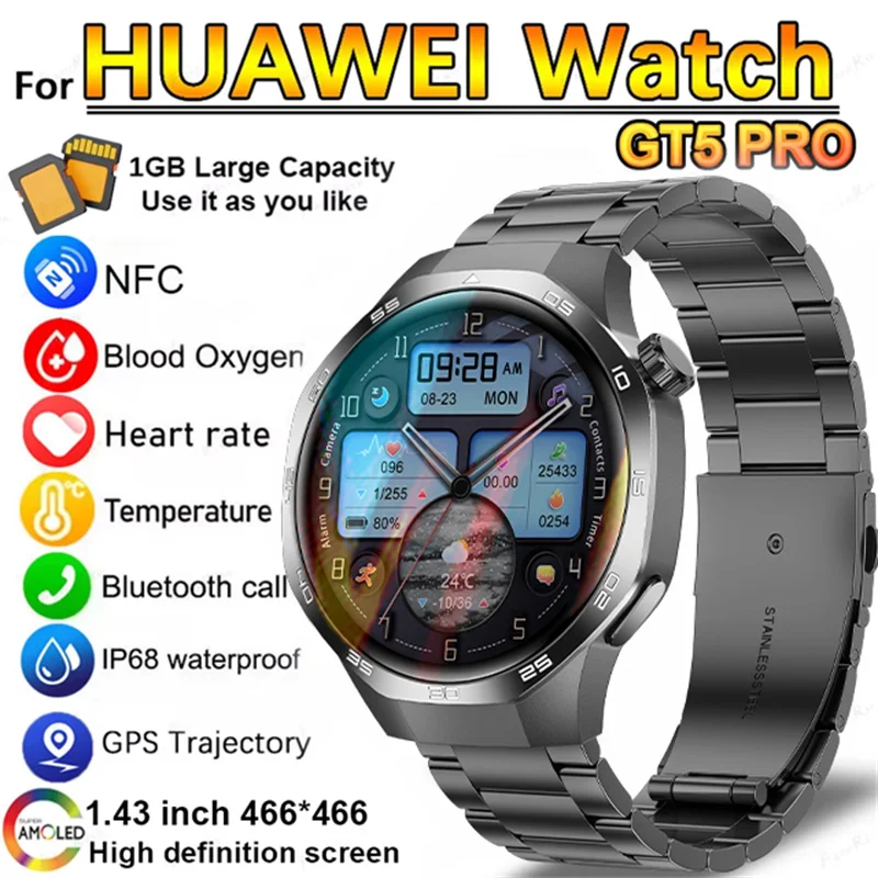 For Huawei WATCH GT 5 Pro Smartwatch Men NFC GPS Tracker AMOLED 360*360 HD Screen Heart Rate Bluetooth Call Sport Smart Watch