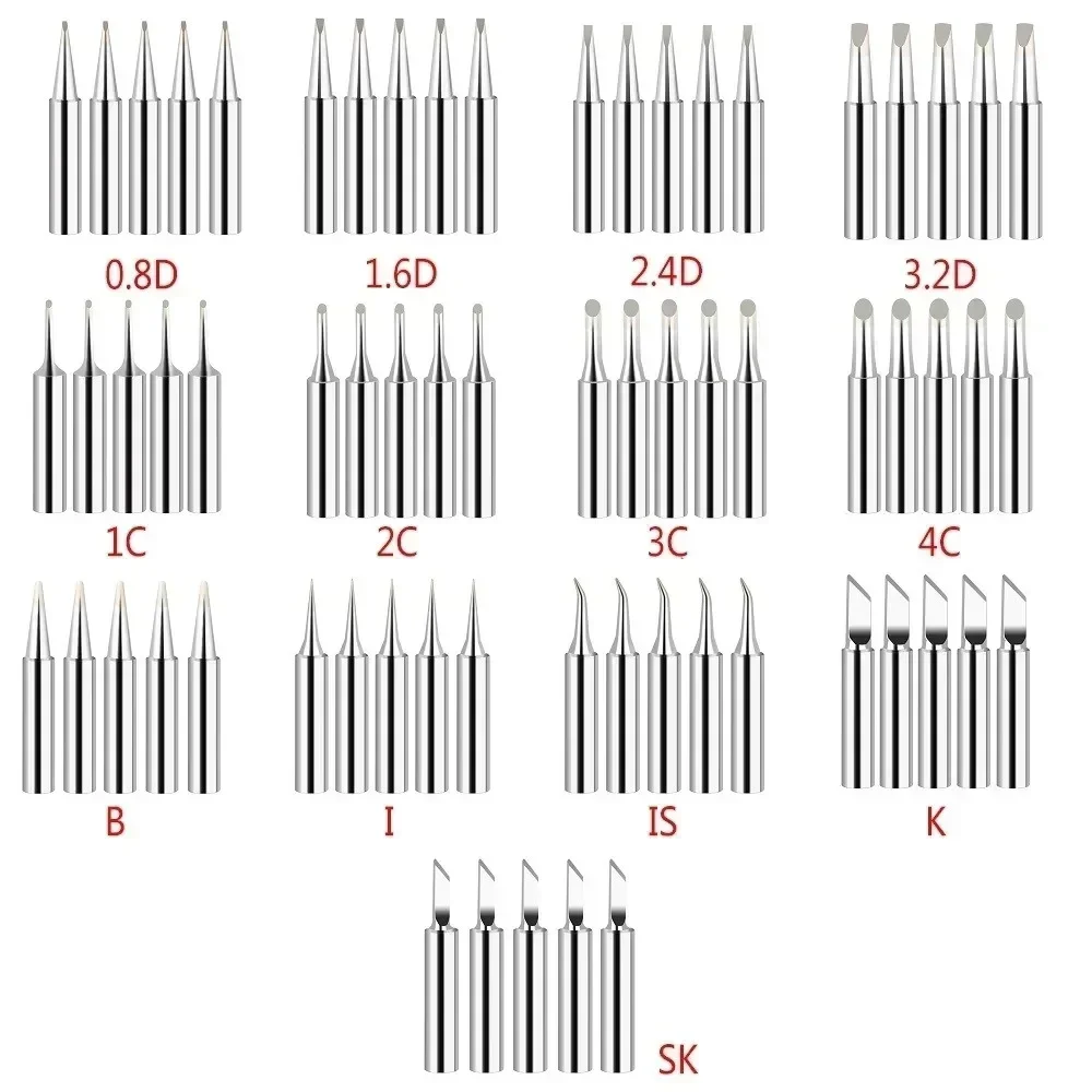 5Pcs 900M-T Copper Soldering Iron Tips set Lead-free Welding Solder Tip 933.907.951 For Welding Equipment Soldering Supplies