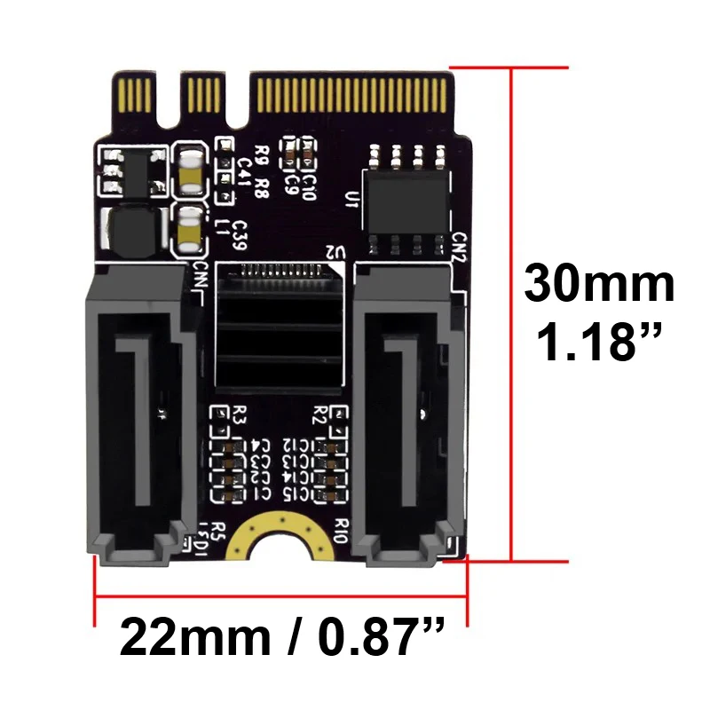 MZX M2 To SATA 3.0 2 Ports NGFF Converter Expansion Riser Card KEY A+E WIFI Extension M.2 SSD HDD Hard Disk Adapter No Driver