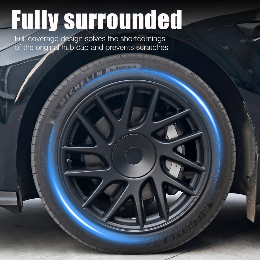 4 قطعة غطاء عجلة لطراز تسلا الجديد 3 هايلاند 2025 الأداء 18 بوصة HubCap استبدال السيارات غطاء حافة كاملة الملحقات
