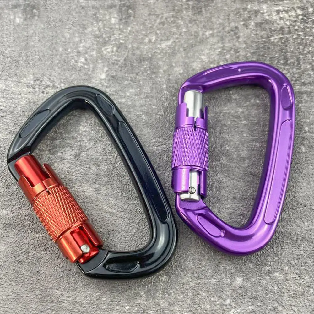 12KN Outdoor Automatic Lock Buckle D Shaped Carabiner Clasp Keyring Clip Camping Kits Rope Buckle Water Cup Buckle Climbing Tool