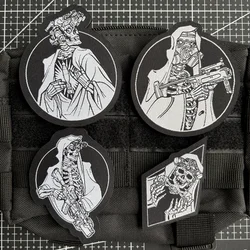 Reaper Skull Morale Badge Embroidery Tactical Patch Skeleton Soldier Hook and Loop Military Armband Backpack Death Sticker