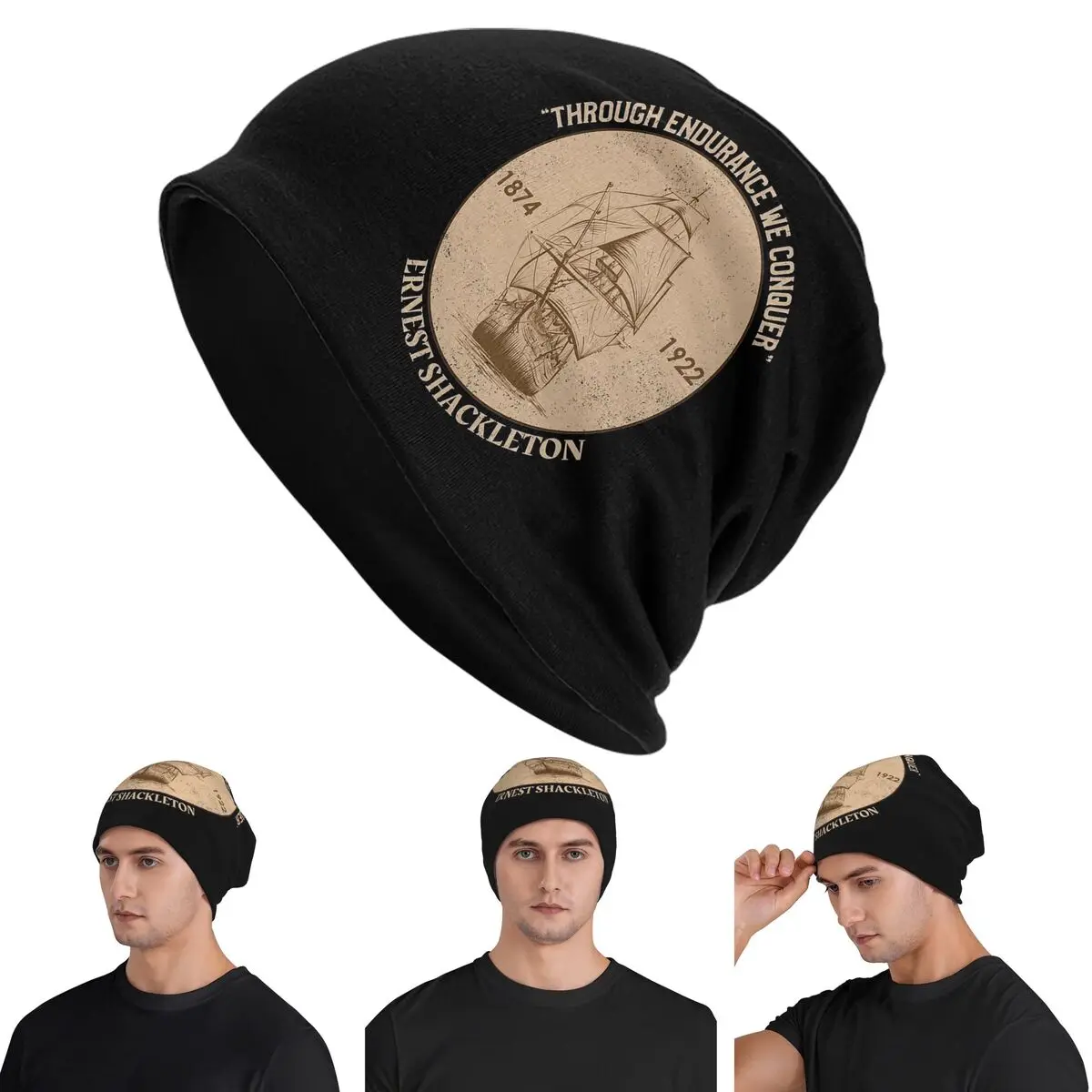 

Sir Ernest Shackleton - Through Endurance We Conqu Skullies Beanies Hats Warm Autumn Outdoor Cap Knitted Bonnet Caps Adult