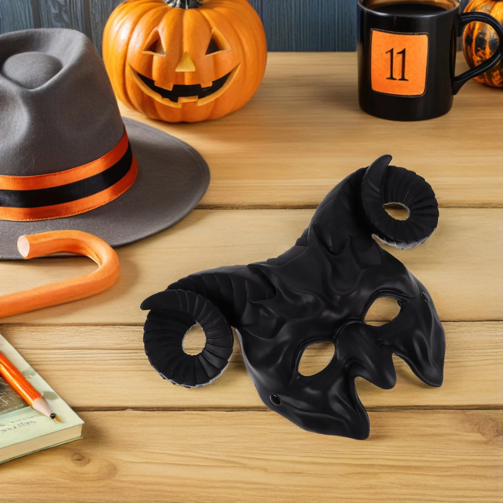 

2Pcs Goat Skull Mask RAM Horns Half Face Halloween Demon Mask Masquerade Costume Cosplay Party Props Men Women