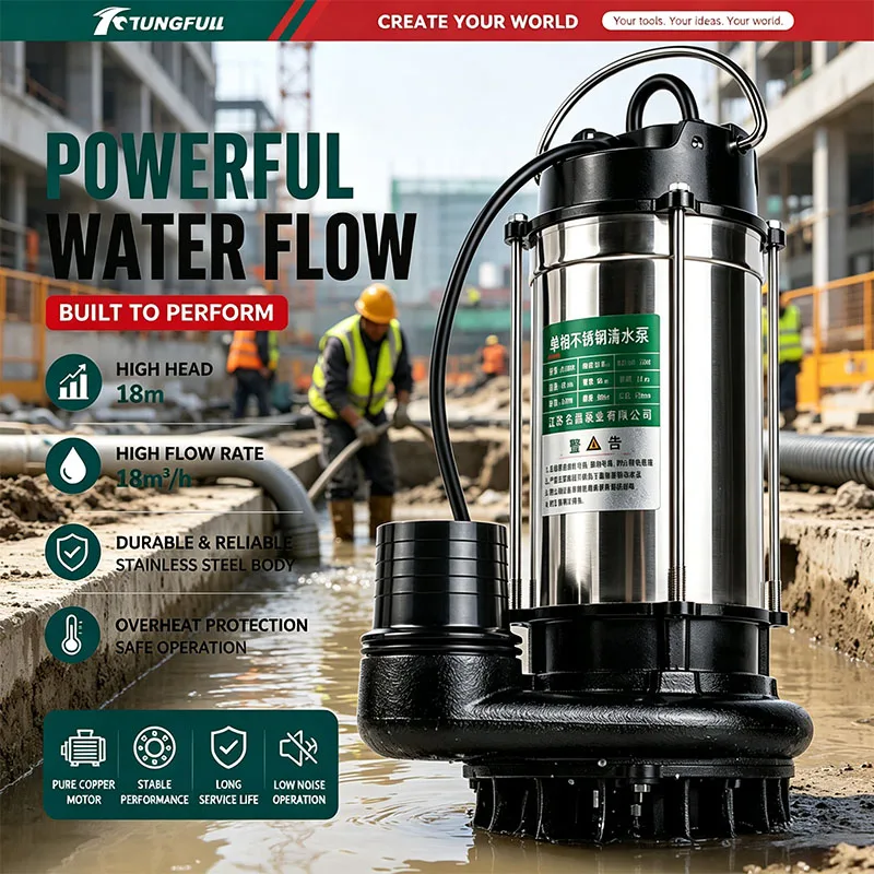 220V High Flow Stainless Steel Submersible Electric Water Pump for Farm Irrigation, Sewage Disposal & Pond Water Circulation