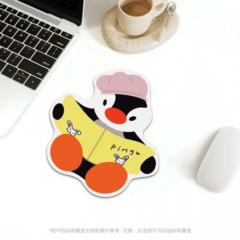 Kawaii Pingu Penguin Shaped Small Mouse Pad Cute Irregular Desk Mat Anti‑Slip Rubber Base For Office Laptop Computer Keyboard De