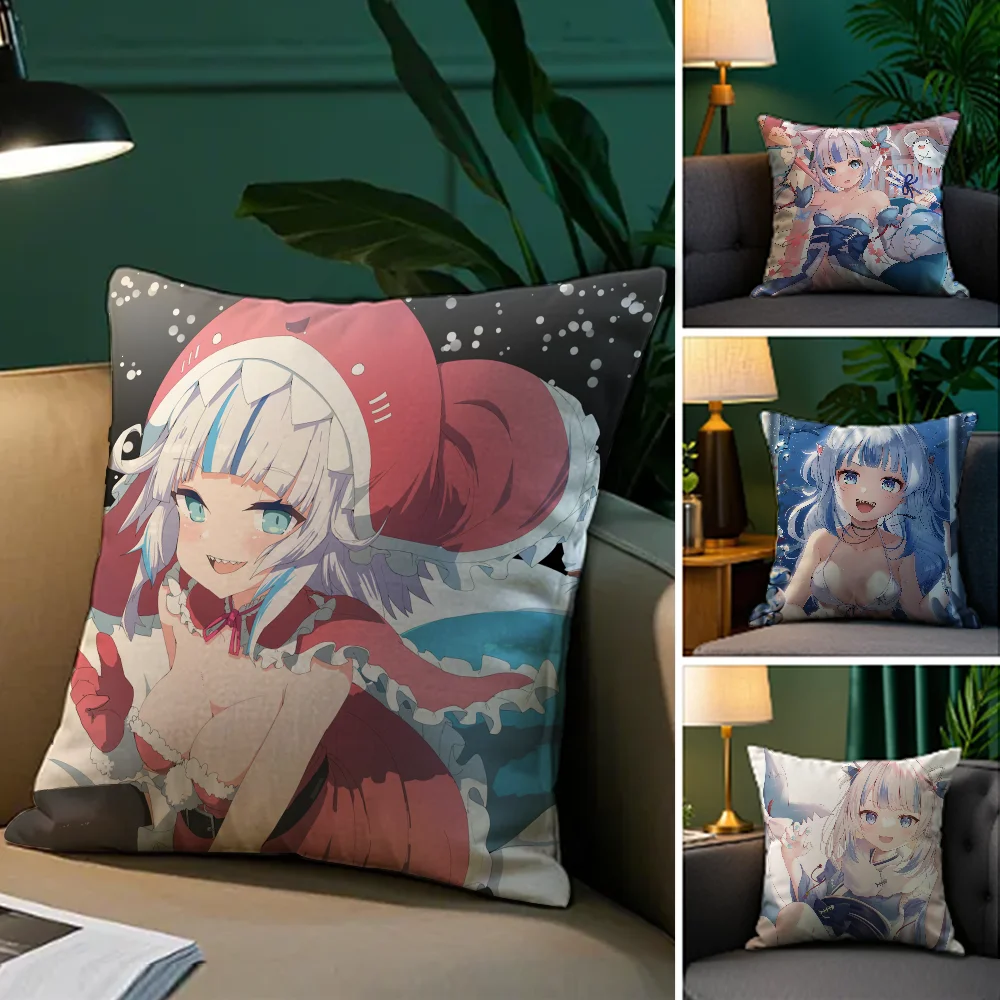 

Anime Girl G_Gawr G_Gura Pillow Case Plush Fabric Soft Double Sided Print Sofa Cushion Cover Throw Pillow Covers