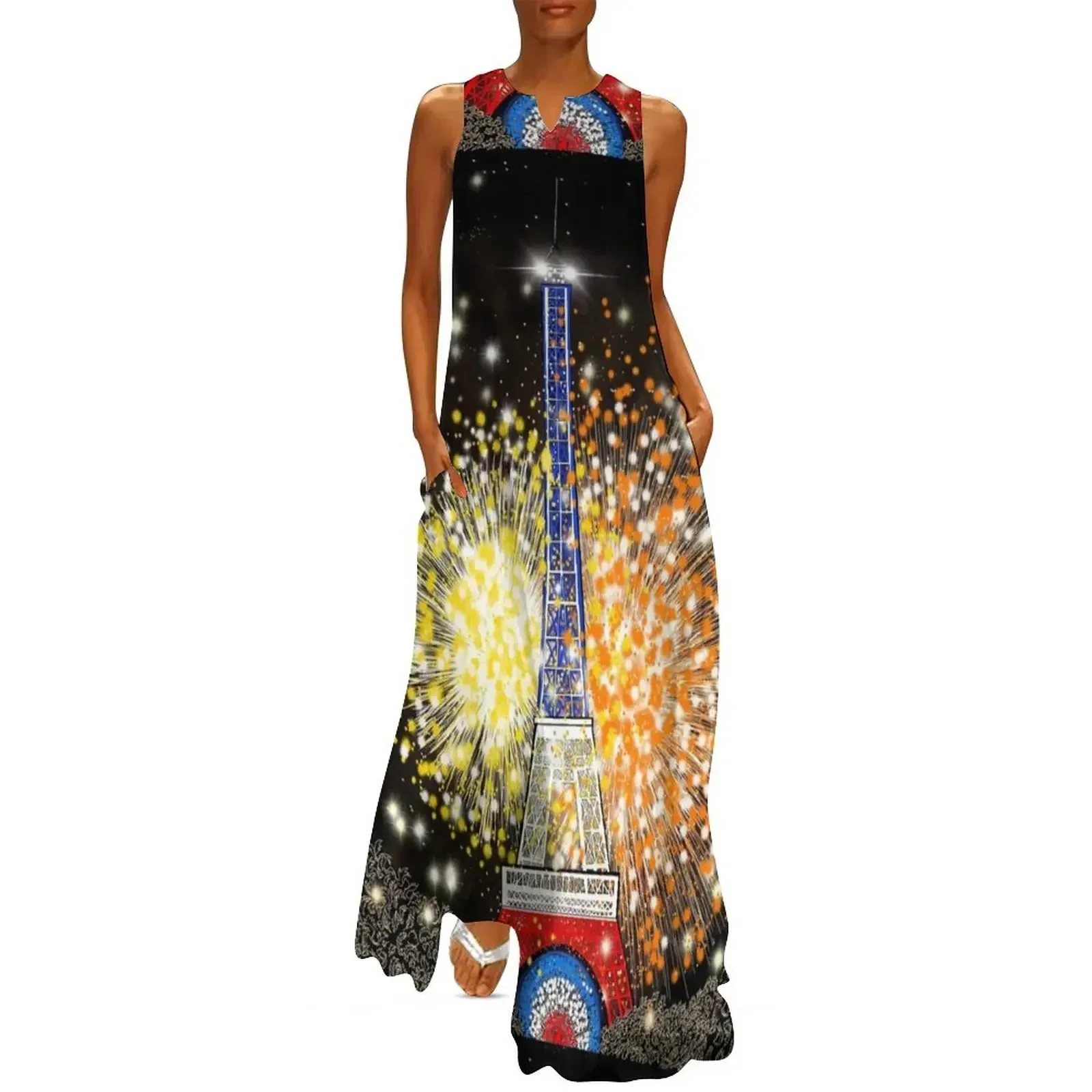 

Eiffel Tower Bastille Day 14 Juillet by Maru Long Dress Party dresses party dresses woman dresses for prom Dress
