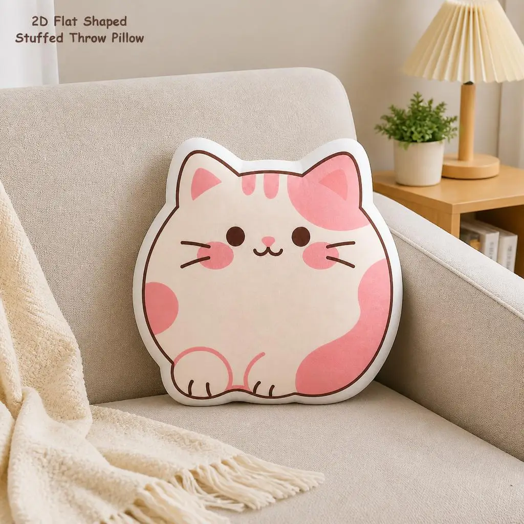 Cute Cartoon Cat Shaped Kawaii Chubby Cat Plush Pillow Cushion Irregular Stuffed Throw Pillow Home Decor Gift Sofa Bed Home