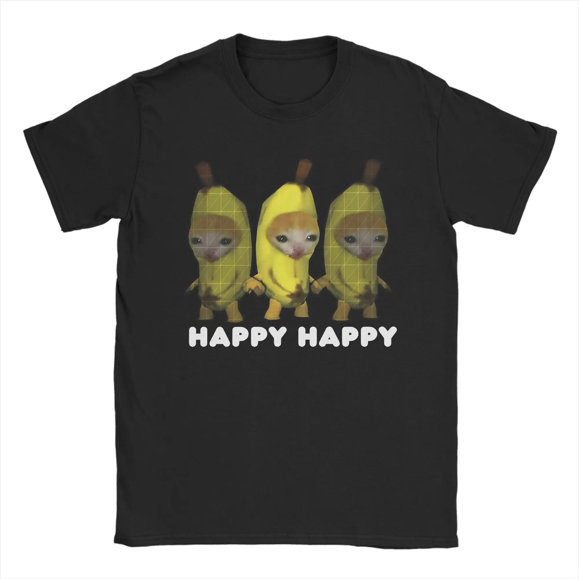 

Happy Banana Cat Meme T Shirt Beach Cotton T Shirts For Men Harajuku Casual Tshirt Short-Sleeved Vintage Clothing