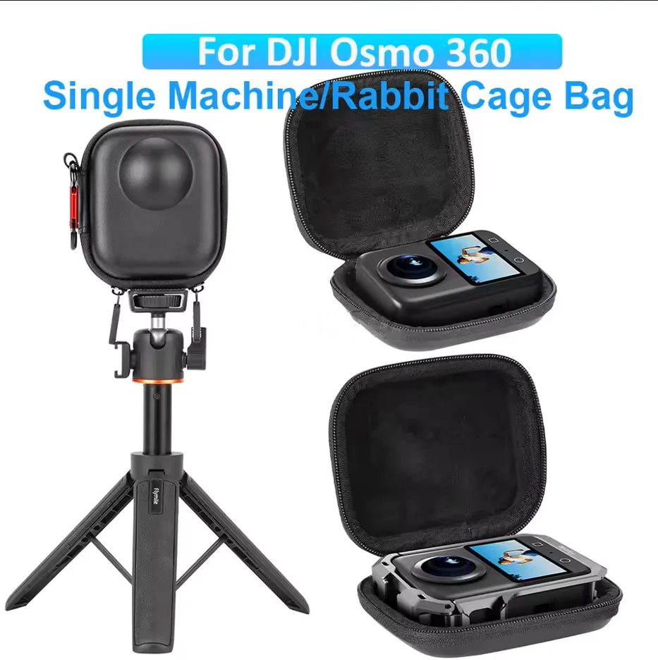 

Carrying Case for DJI OSMO 360 Accessories, Portable OSMO360 Compact Storage Bag with Wrist Strap PU Leather Waterproof Black