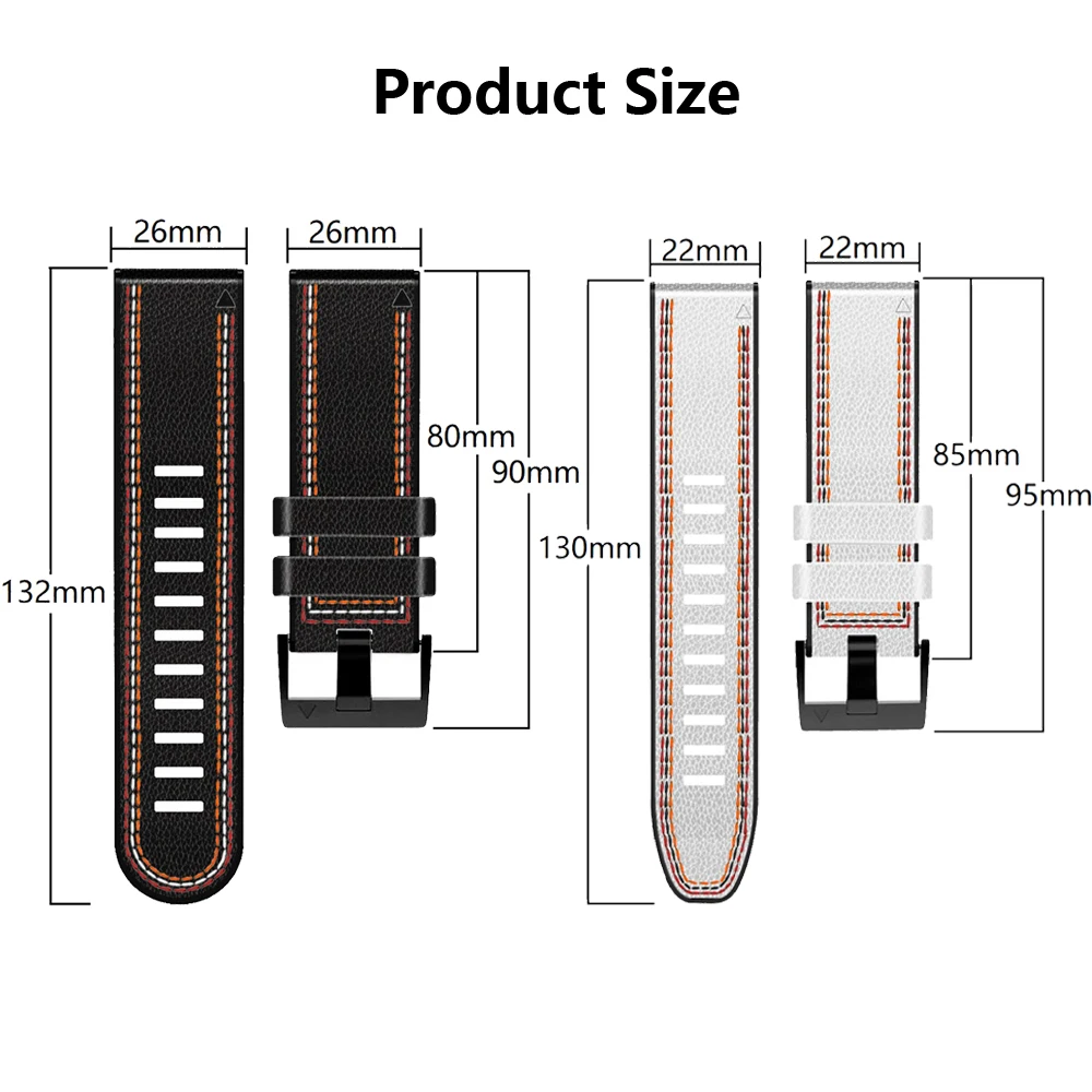 22 26mm Leather + Silicone Strap For Garmin Fenix 8 51mm 47mm/Fenix 7 7X 6 6X Pro 5 5X Plus/Fenix E Watch Band Quickfit Bracelet