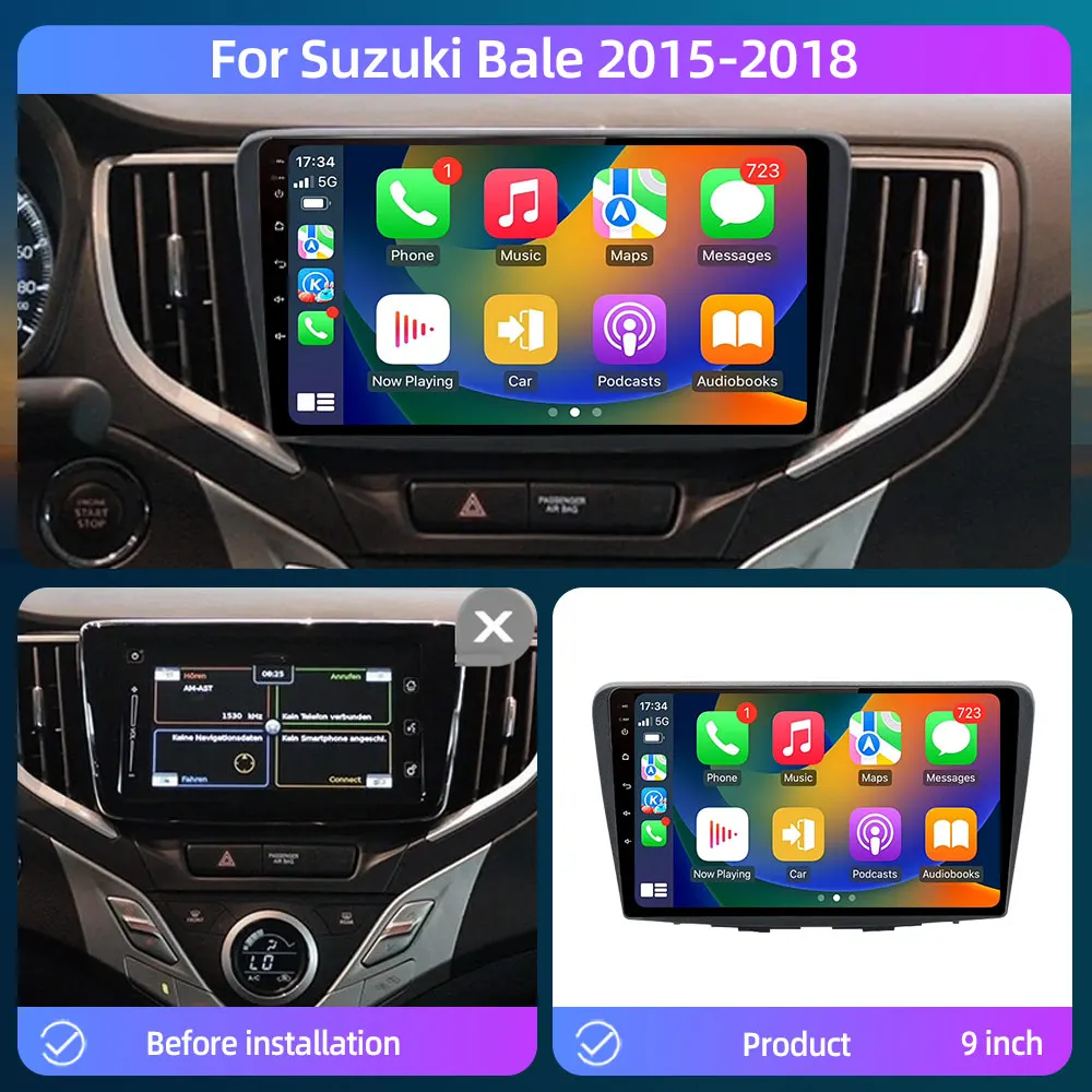 Jundof Voice Draadloze CarPlay Android Auto Radio voor Suzuki Bale 2015 2016-2018 4G Auto Multimedia GPS 2din autoradio